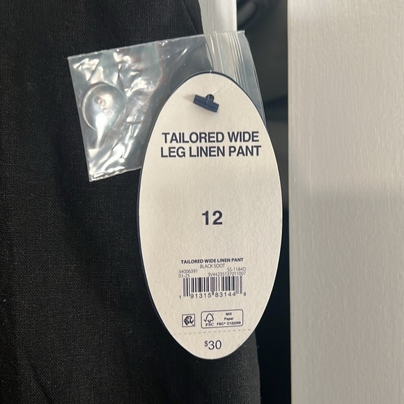 Scoop Women's Linen Blend Tailored Wide Leg Pants Black - Picture 7 of 7